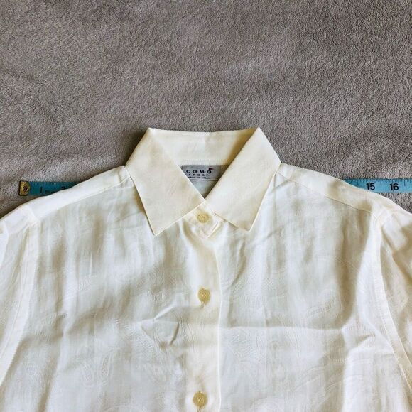 NWOT Como Sport Women’s Floral pattern Solid Cream Collared Long Sleeve Button D - Picture 8 of 16